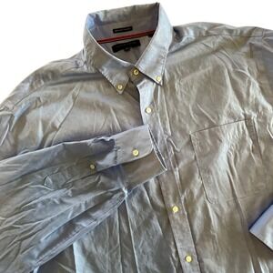 Tommy Hilfiger Mens Dress Shirt Size 18 36/37‎ Blue Button Down Long Sleeve